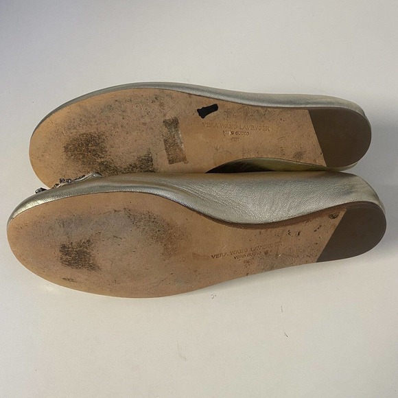 Vera Wang Lavender Gold Ballet Flat Leather Embellished Jeweled Round To… - Picture 8 of 9